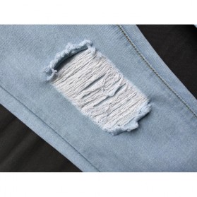 Celana Jeans Wanita Holes Denim Trousers Size M - Blue - 7