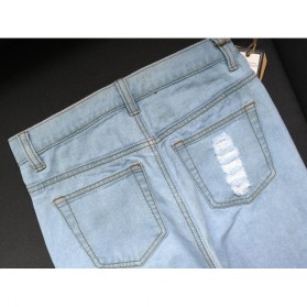 Celana Jeans Wanita Holes Denim Trousers Size M - Blue - 8