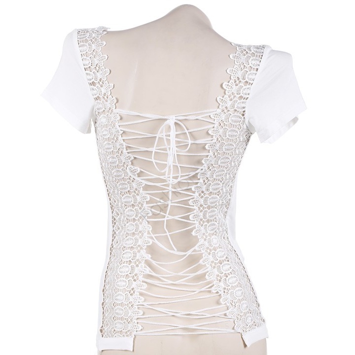 kaos katun wanita hollow backless lace shirt size m t shirt white jakartanotebook kaos katun wanita hollow backless lace shirt size m t shirt white jakartanotebook