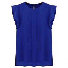Blouse Wanita Loose Chiffon Size M - Blue - 4