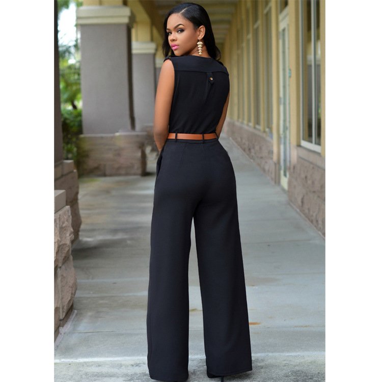  Baju  Jumpsuit Wanita  Sexy Rompers V  Neck  Size M Black 