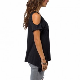 Kaos Katun Wanita Strapless V Neck Size S / T-Shirt - Black - 2