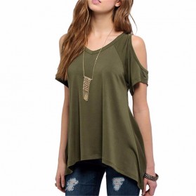 Kaos Katun Wanita Strapless V Neck Size S / T-Shirt - Black - 4