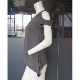 Kaos Katun Wanita Strapless V Neck Size S / T-Shirt - Black - 7