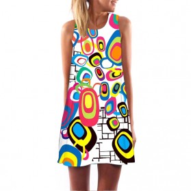 Dress Casual Wanita Sexy Sleeve O Neck Size M - Multi-Color - 1
