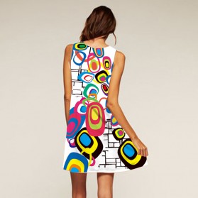 Dress Casual Wanita Sexy Sleeve O Neck Size M - Multi-Color - 2