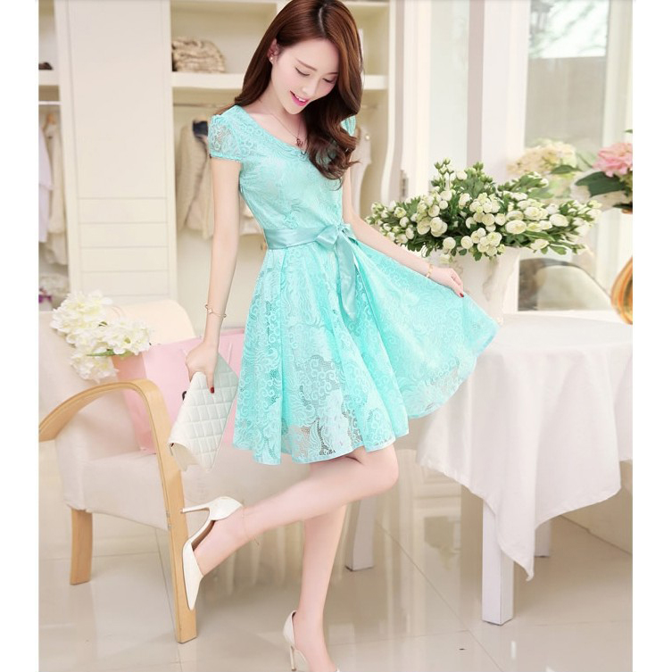 Dress Casual Wanita Korea Summer Style V Neck Short Sleeve Dress Casual Wanita Korea Summer Style V Neck Short Sleeve