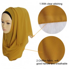 Kerudung Hijab Muslim Chiffon Shawls - Black - 3