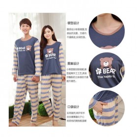 Piyama Bear Couple Pria Size L - Blue - 3