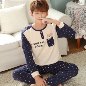 Piyama Couple Pria Model Beruang Polkadot - Size XXL - Blue - 1