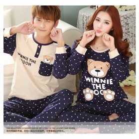 Piyama Couple Pria Model Beruang Polkadot - Size XXL - Blue - 2