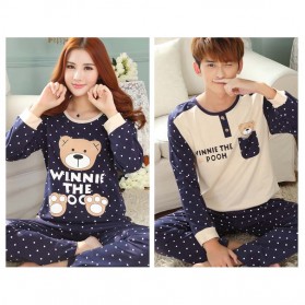 Piyama Couple Pria Model Beruang Polkadot - Size XXL - Blue - 4
