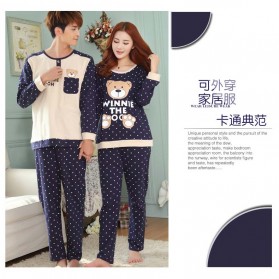 Piyama Couple Pria Model Beruang Polkadot - Size XXL - Blue - 6
