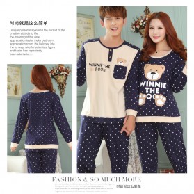 Piyama Couple Pria Model Beruang Polkadot - Size XXL - Blue - 7