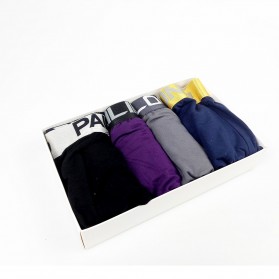 Paililong Celana Dalam Boxer Pria Solid Pattern 4 PCS Size L - 2807-A - Multi-Color - 2
