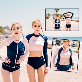 Baju Renang Wanita Long Sleeve Rash Guard Swimsuit Set Size M - Pink - 1
