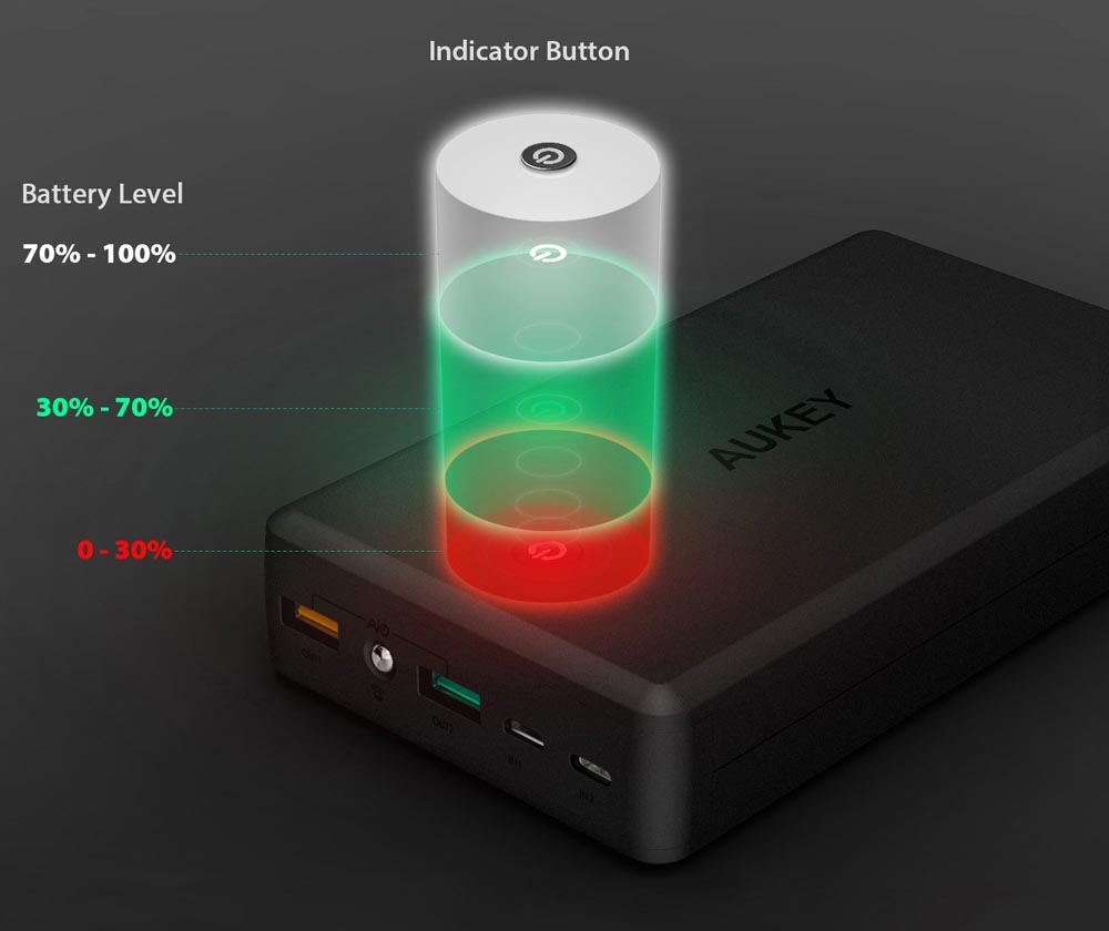 Aukey Power Bank 30000mAh 2 Port QC 3.0 - PB-T11 - Black 