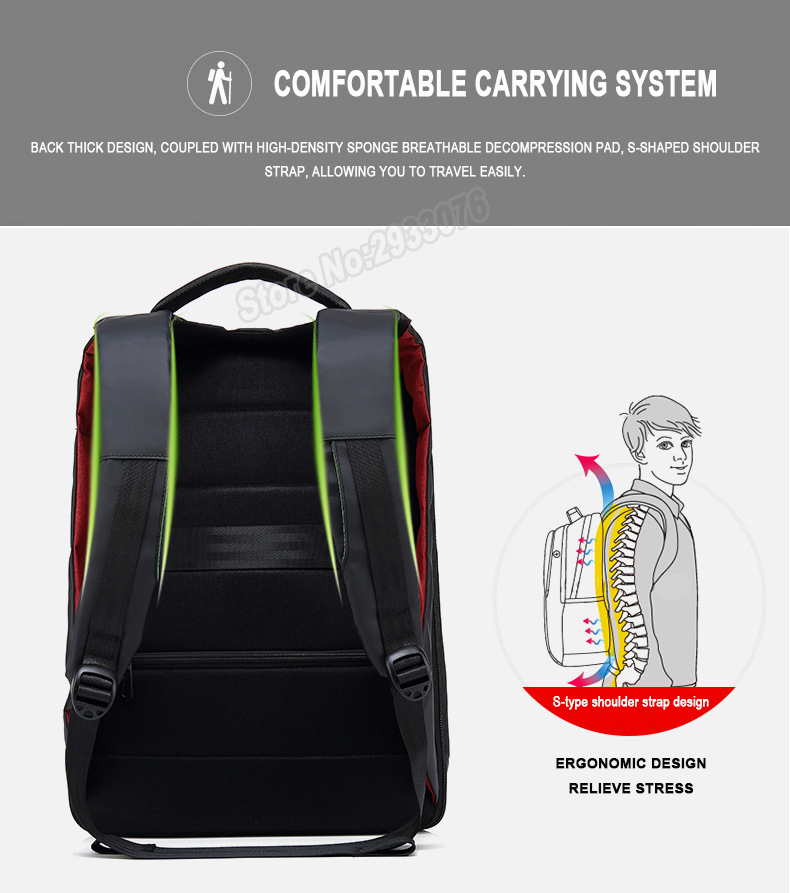 BAIBU Tas Ransel Anti Maling Coded Lock dengan USB Charger 
