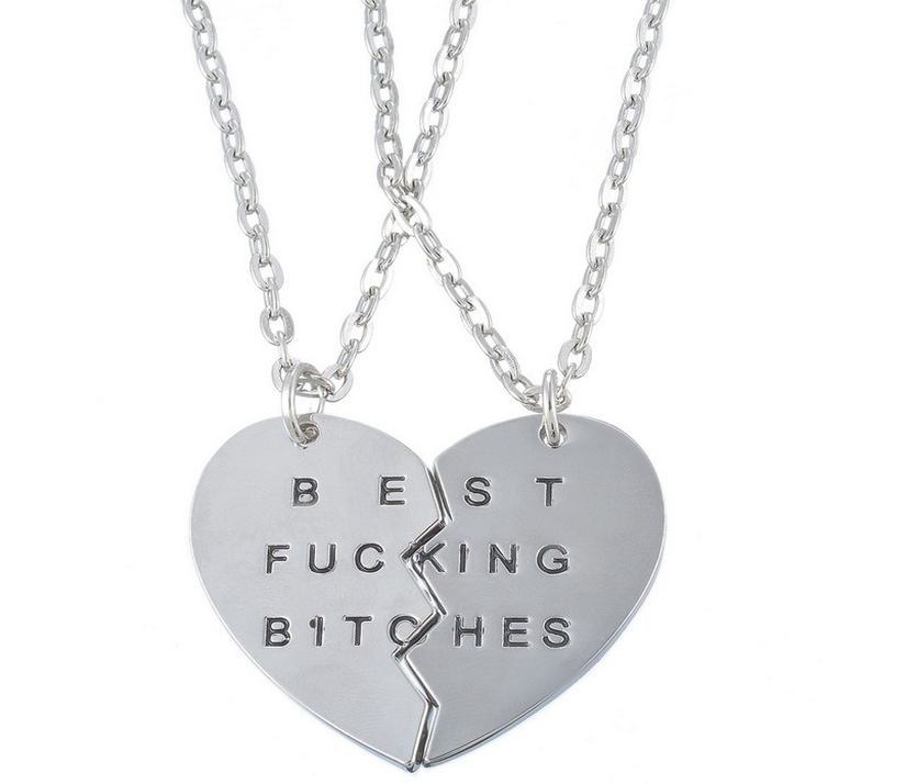 Broken Heart Best Fucking Bitch Necklace / Kalung Pasangan 