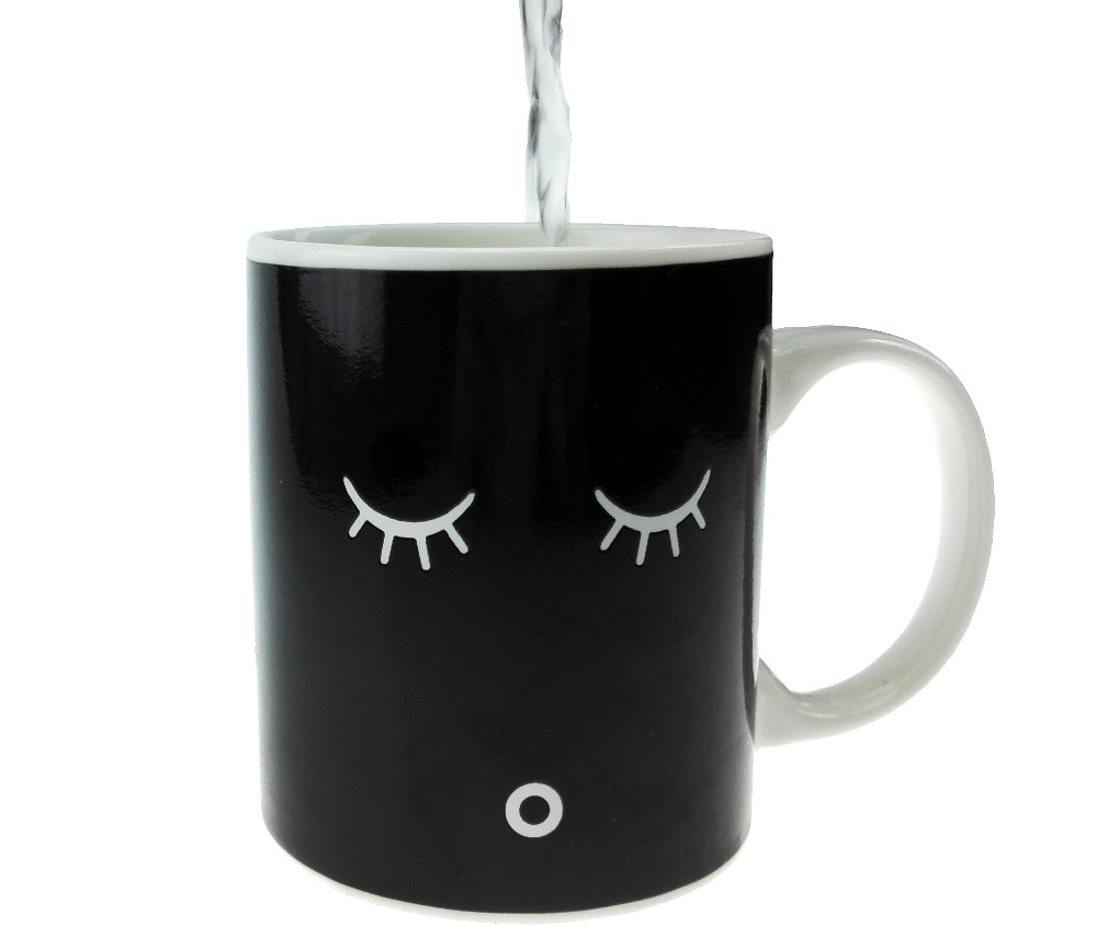 Magic Mug Cangkir Sensitif Suhu Motif Smile Face Black