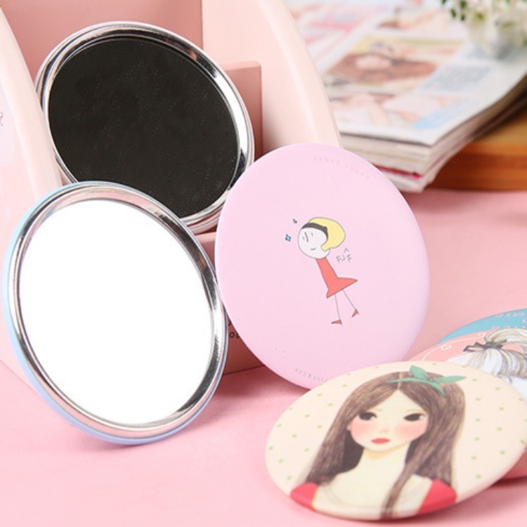 Cermin Make Up Korea Desain Lucu (Mix Color) - Multi-Color 