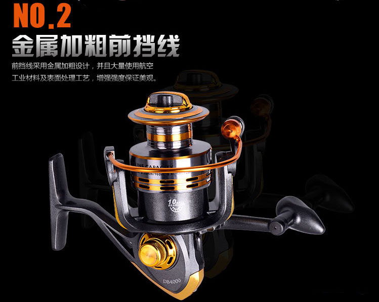 Debao Gulungan Pancing DB6000A Metal Fishing Spin Reel 10 Ball Bearing - Golden
