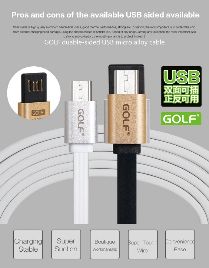 golf two sided micro usb cable black golf two sided micro usb cable black