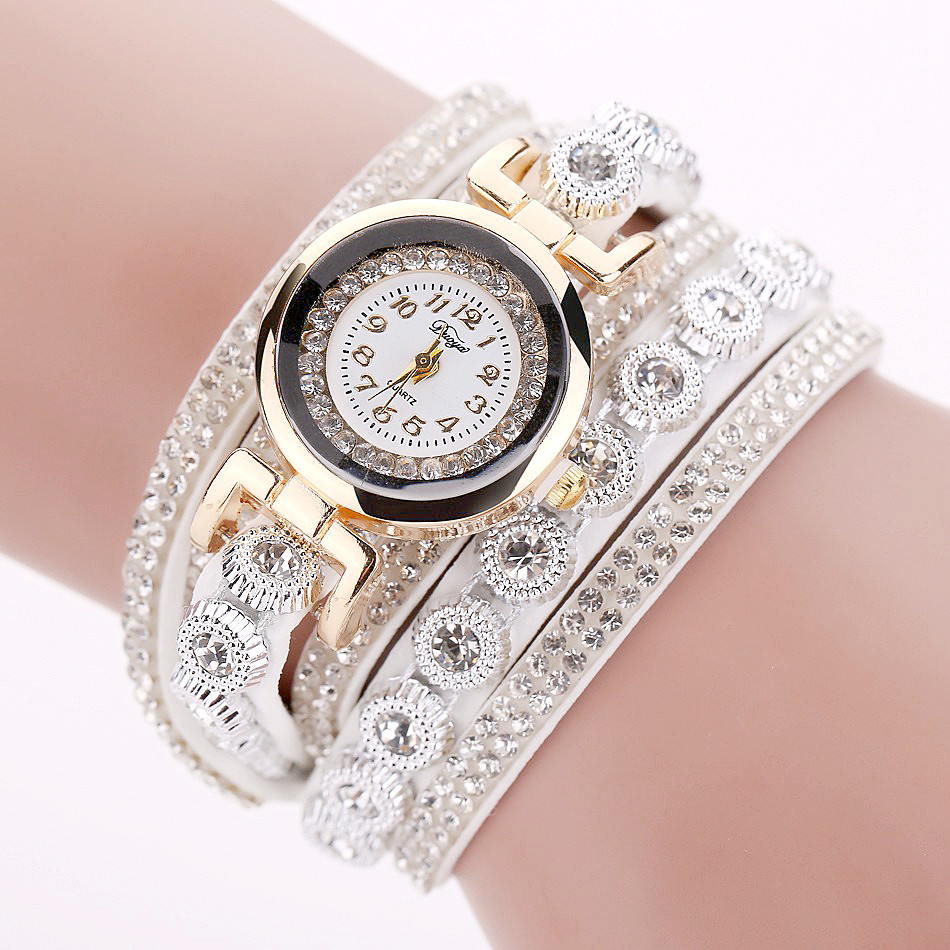 Jam Tangan Wanita Model Gelang Rhinestone - DY038 - Black 