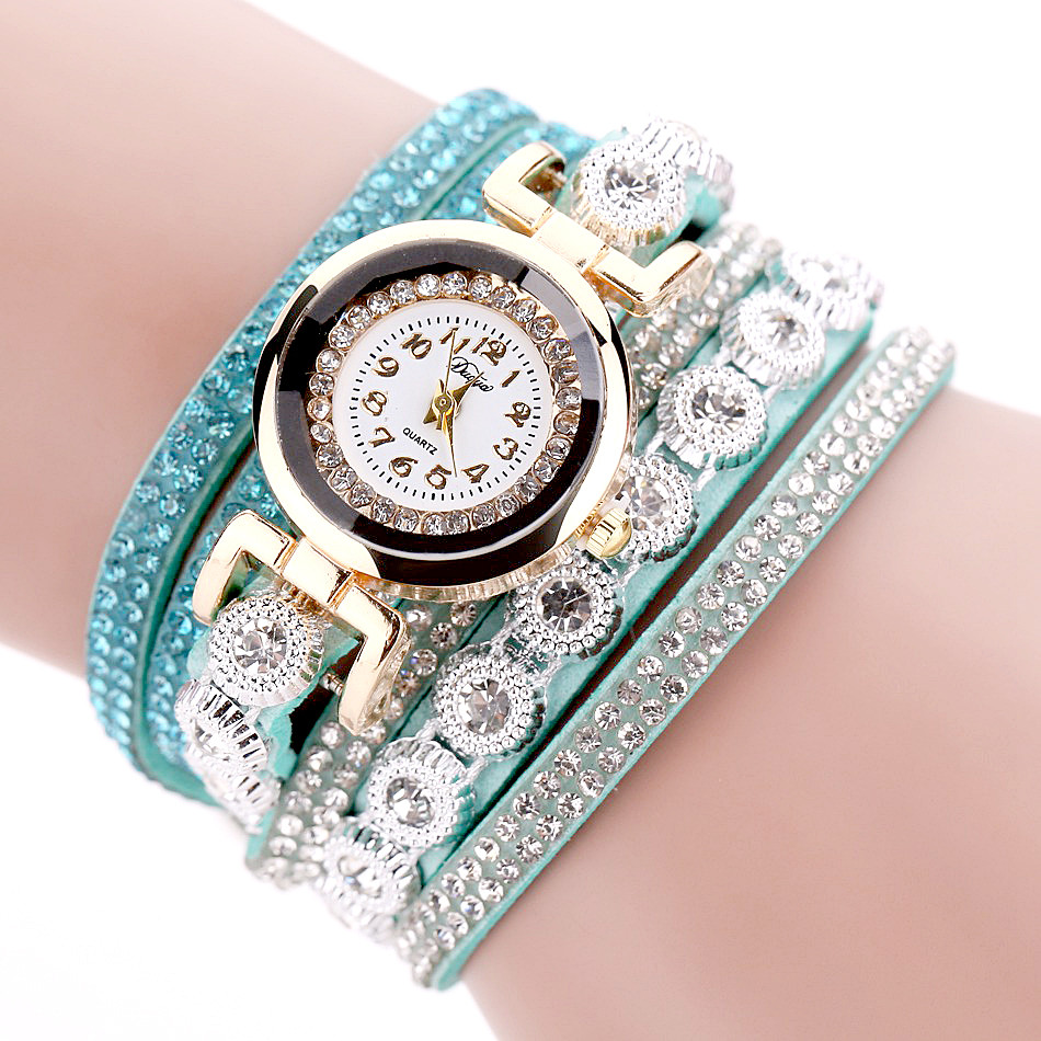 Jam Tangan Wanita Model Gelang Rhinestone - DY038 - Black 