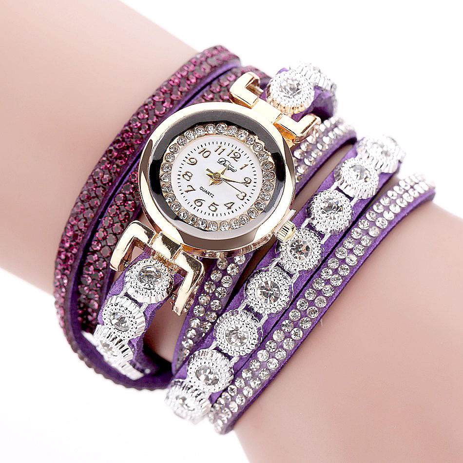 Jam Tangan Wanita Model Gelang Rhinestone - DY038 - White 