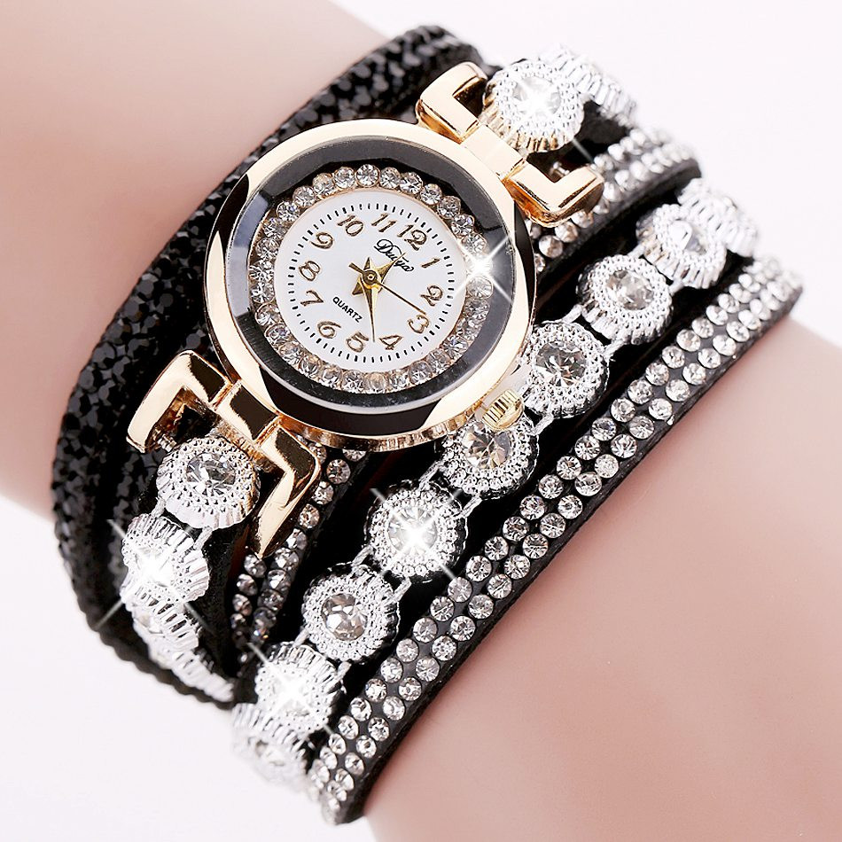 Jam Tangan Wanita Model Gelang Rhinestone - DY038 - White 