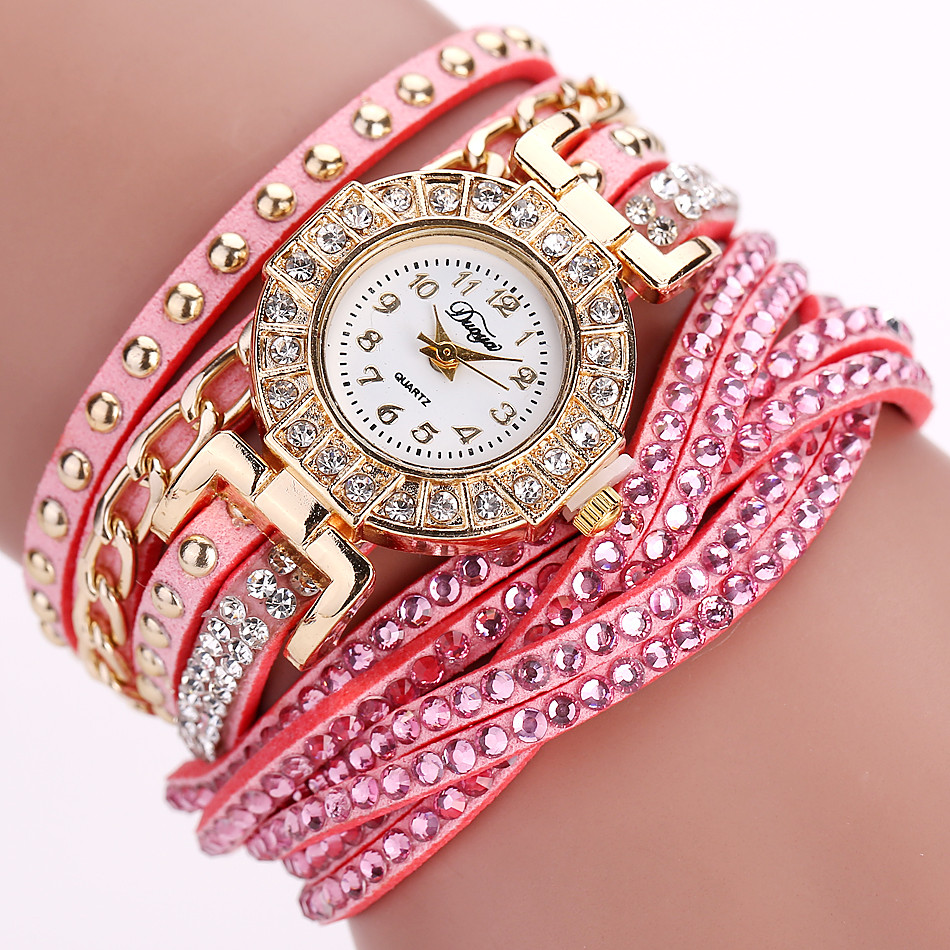 Jam Tangan Wanita Model Gelang Rhinestone - DY001 - White 