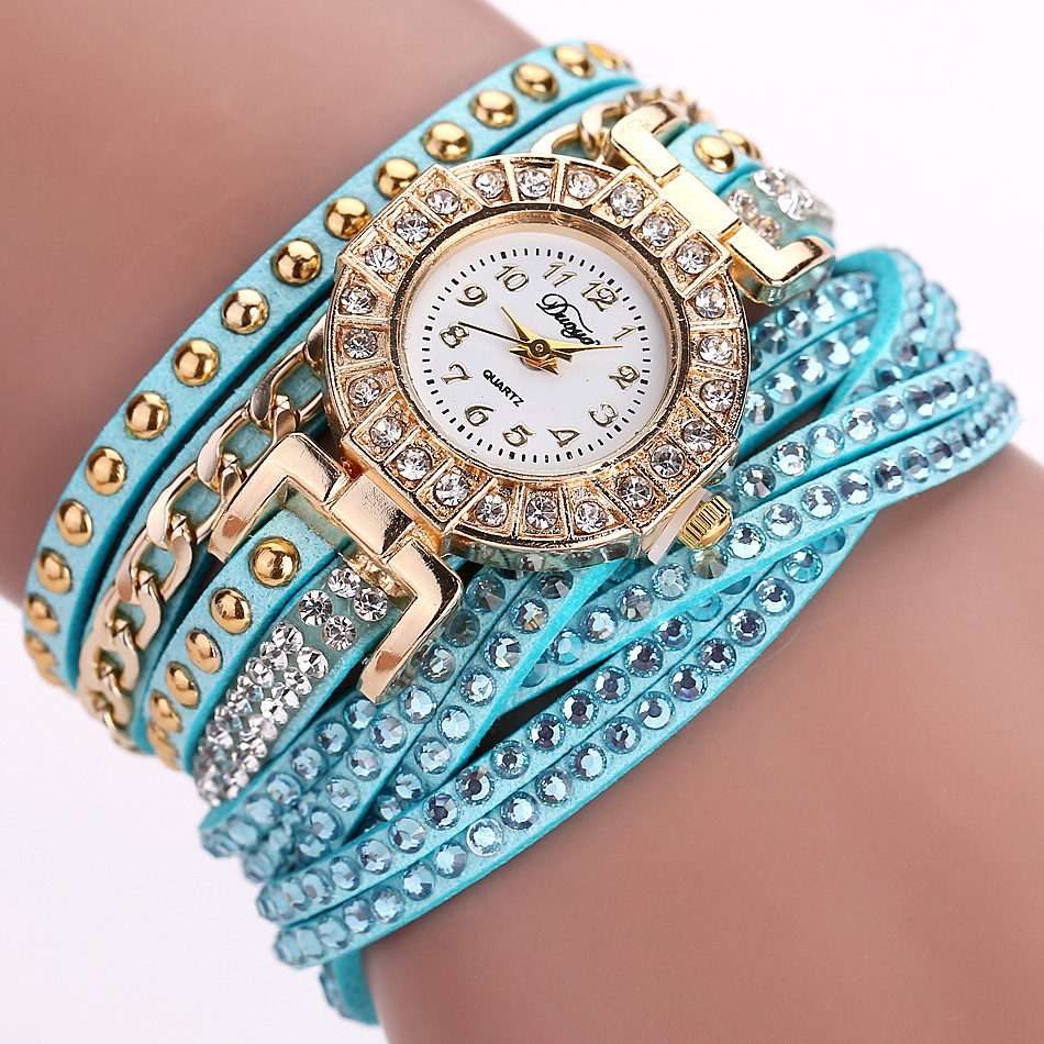 Jam Tangan Wanita Model Gelang Rhinestone - DY001 - White 