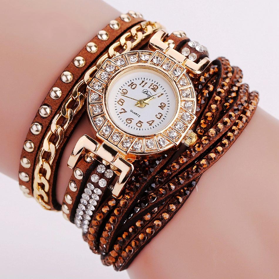 Jam Tangan Wanita Model Gelang Rhinestone - DY001 - White 