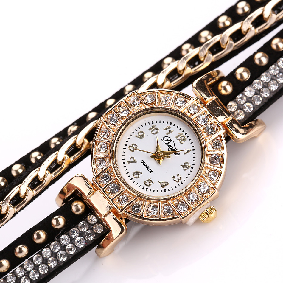 Jam Tangan Wanita Model Gelang Rhinestone - DY001 - White 