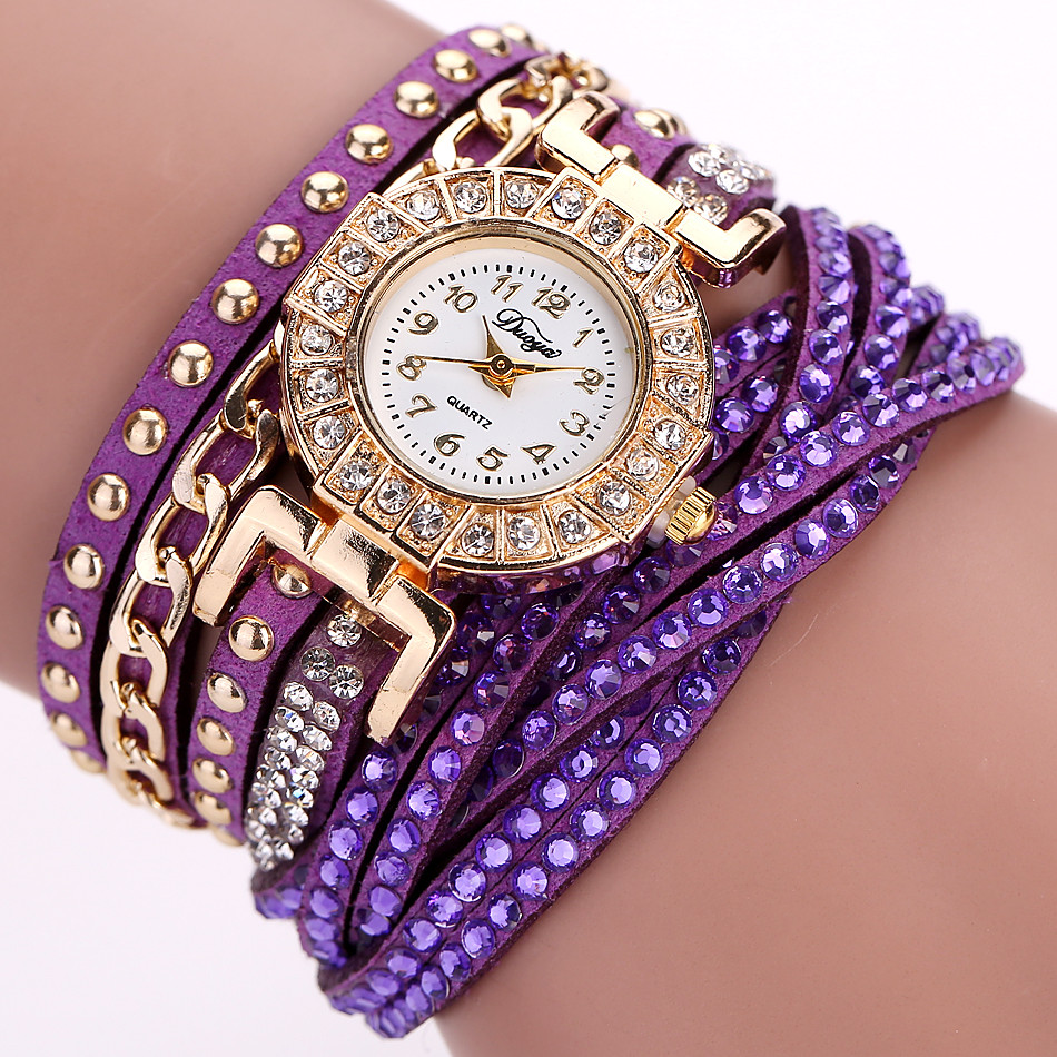 Jam Tangan Wanita Model Gelang Rhinestone - DY001 - White 
