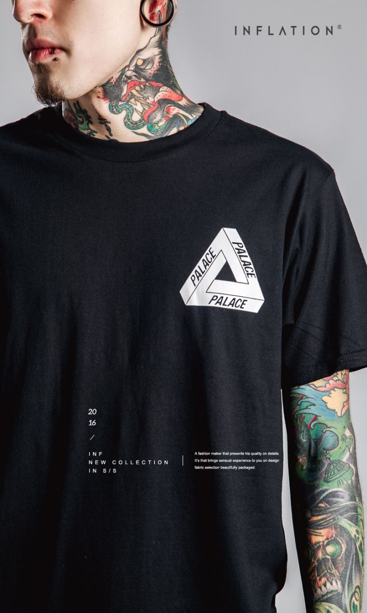 Kaos Katun Pria Triangle Palace O Neck Size M / T-Shirt 