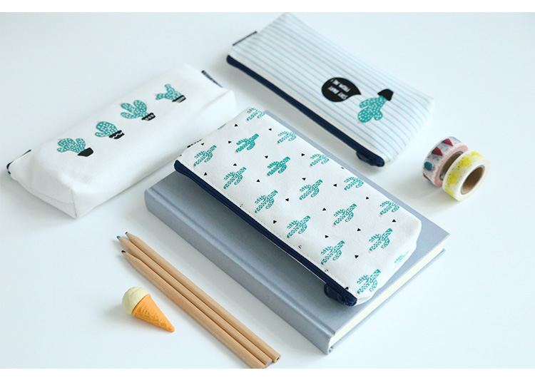 Kotak Pensil Cute Kawaii Cactus - White/Green Kotak Pensil Cute Kawaii Cactus - White/Green