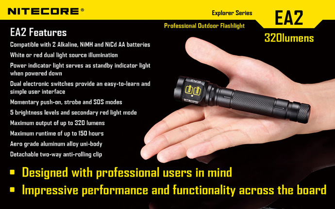 nitecore ea2 senter led cree xp g2 r5 320 lumens black nitecore ea2 senter led cree xp g2 r5 320 lumens black