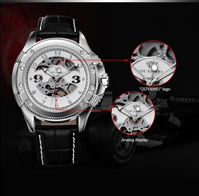 ouyawei skeleton leather automatic mechanical oyw1227 white silver ouyawei skeleton leather automatic mechanical oyw1227 white silver
