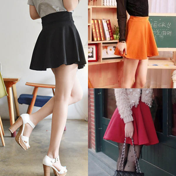 Rok Mini Wanita High Waist Skirt All Size - Black 