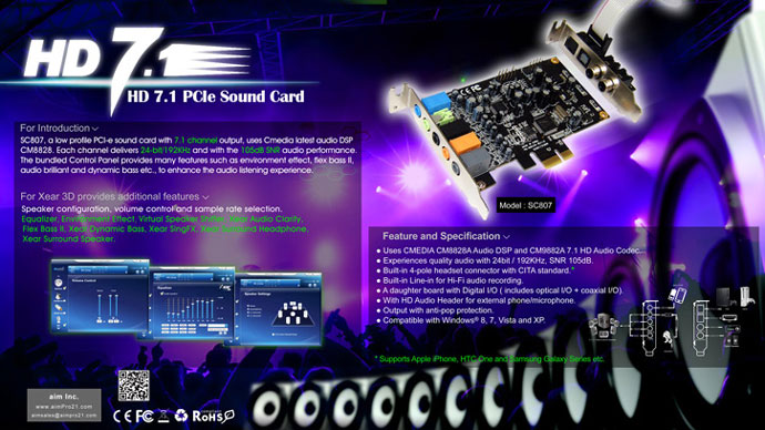 Harga Sound Card Aim aim high definition sound card 7 1 pci e sc807 black Harga Sound Card Aim aim high definition sound card 7 1 pci e sc807 black