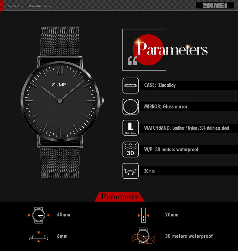 SKMEI Jam Tangan Milanese Premium Stainless Steel - 1182 