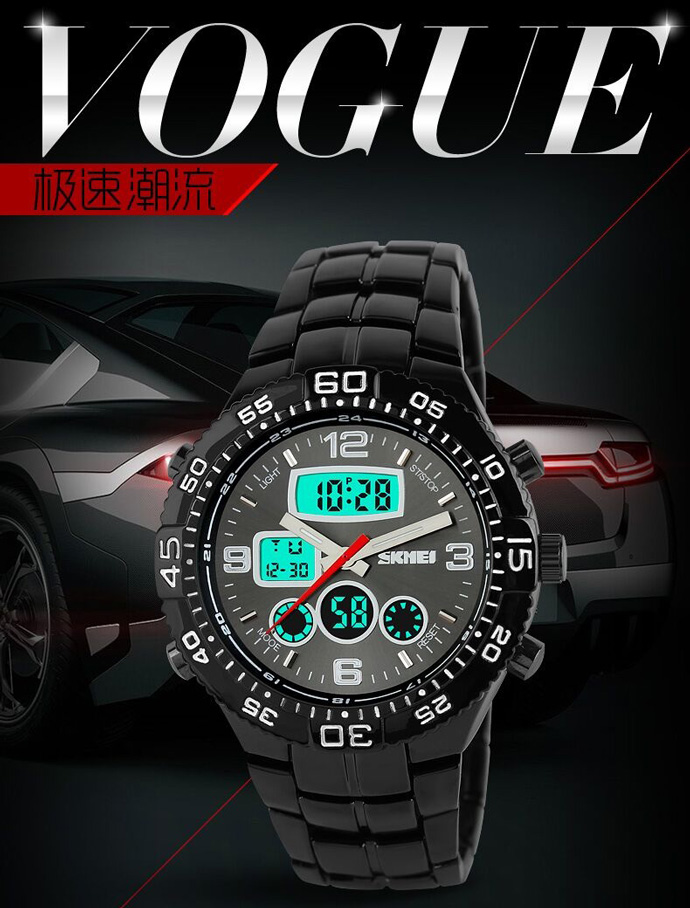 Jam tangan SKMEI 1030 hadir dengan interface penunjuk waktu analog dan 