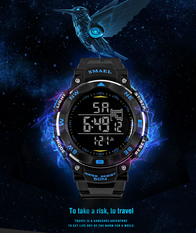 SMAEL Jam Tangan Digital Luminous - 1235 - Black/Red 
