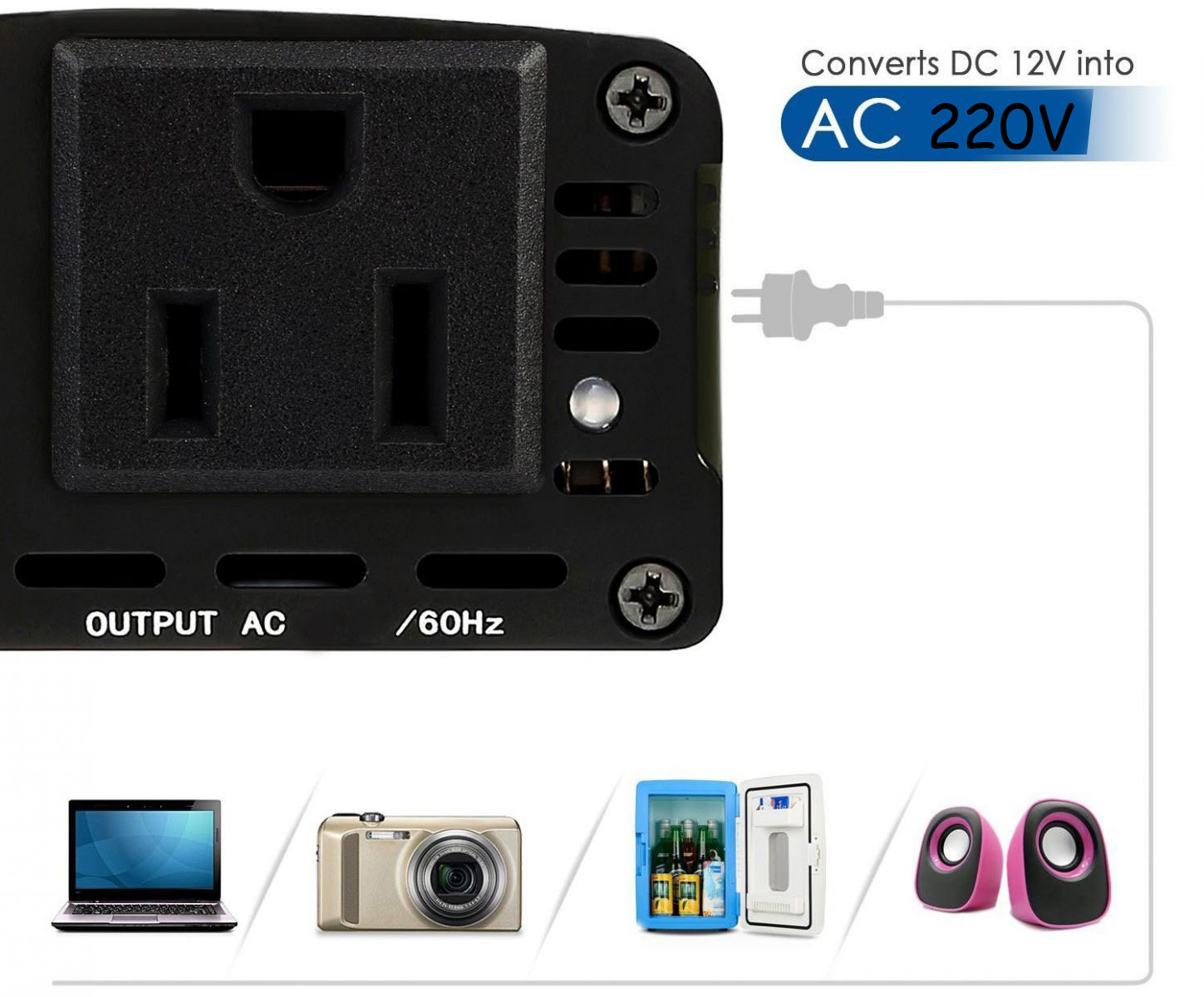 Taffware Power Inverter Mobil Dengan 2 USB Port 150W 220V Black