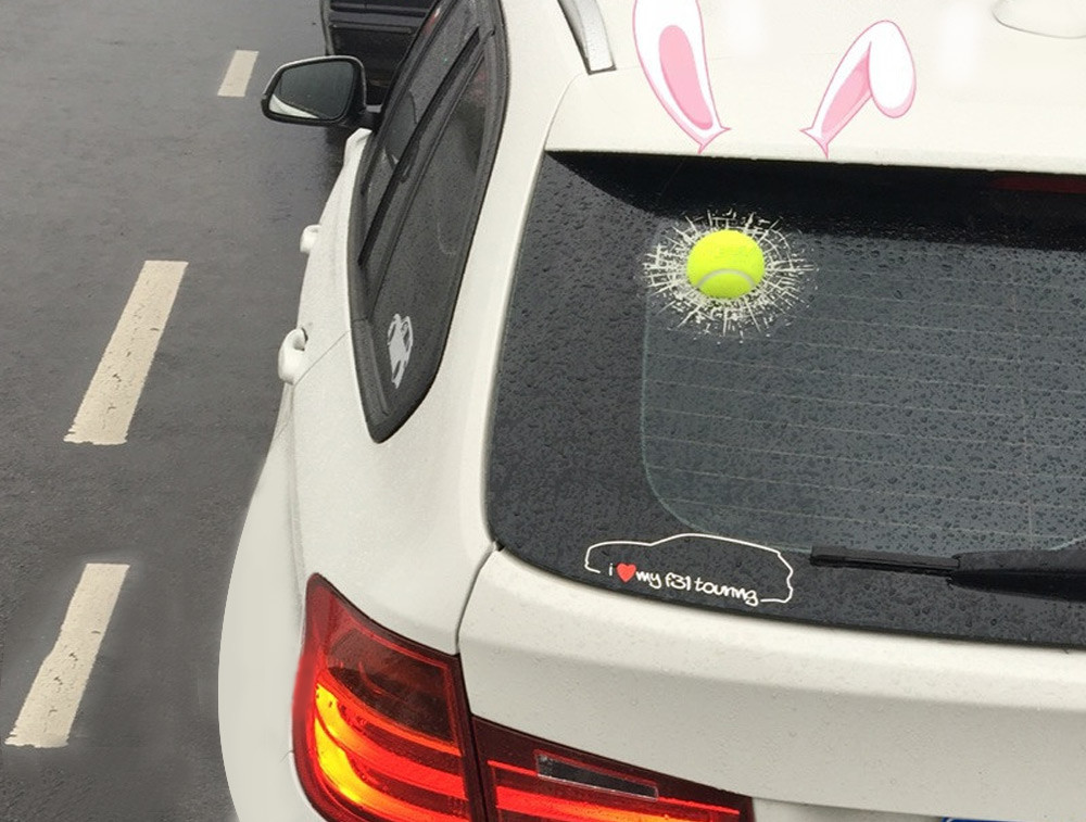 Stiker 3d Mobil Model Bola Baseball Kaca Retak A000518 Green