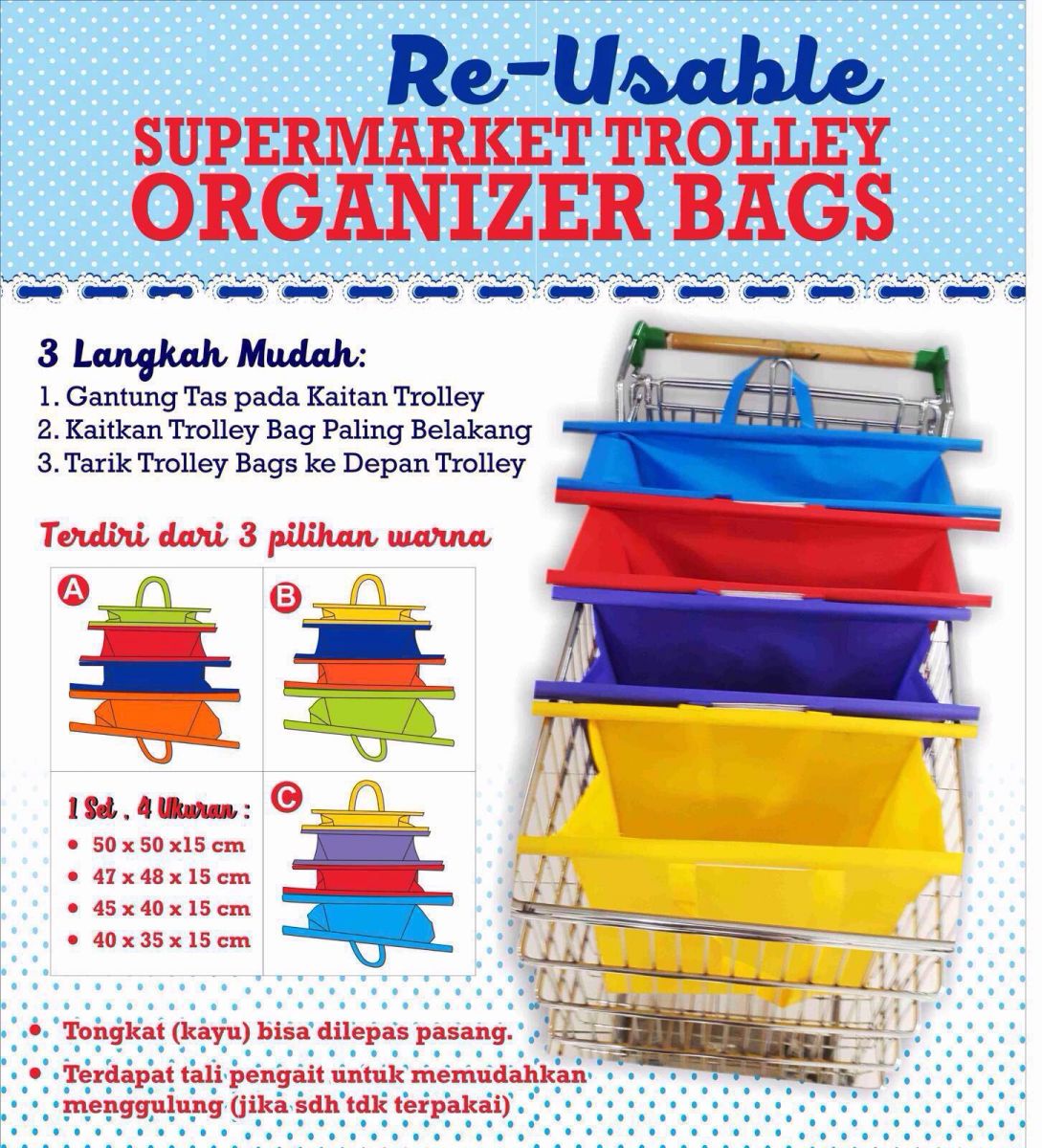 supermarket trolley organizer shopping bag 4 pcs keranjang belanja multi color supermarket trolley organizer shopping bag 4 pcs keranjang belanja multi color
