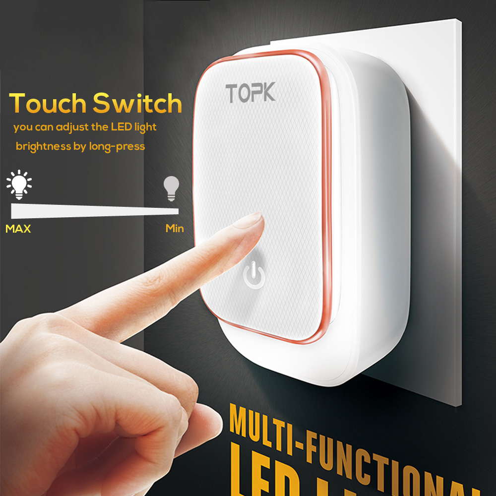 TOPK Charger USB 3 Port 3.4A dengan Lampu LED - C3305 