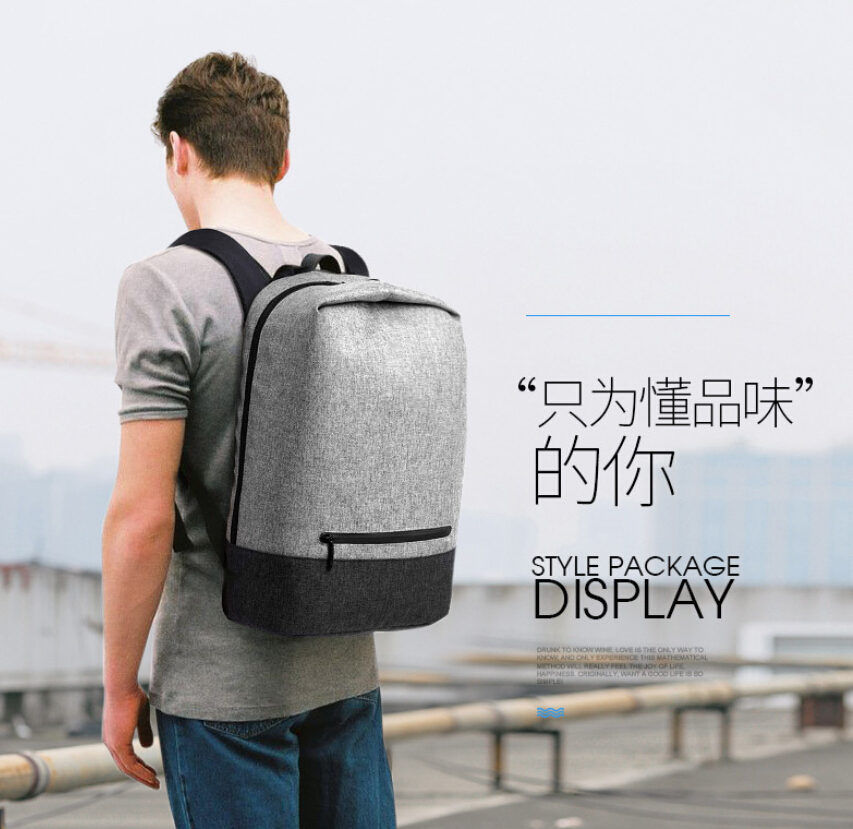 Tas Ransel Laptop Kampus dengan USB Charger Port - Gray 